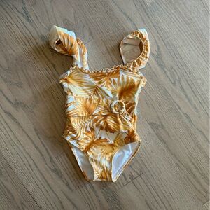 Janie and Jack Yellow Floral Kids Swim One Piece